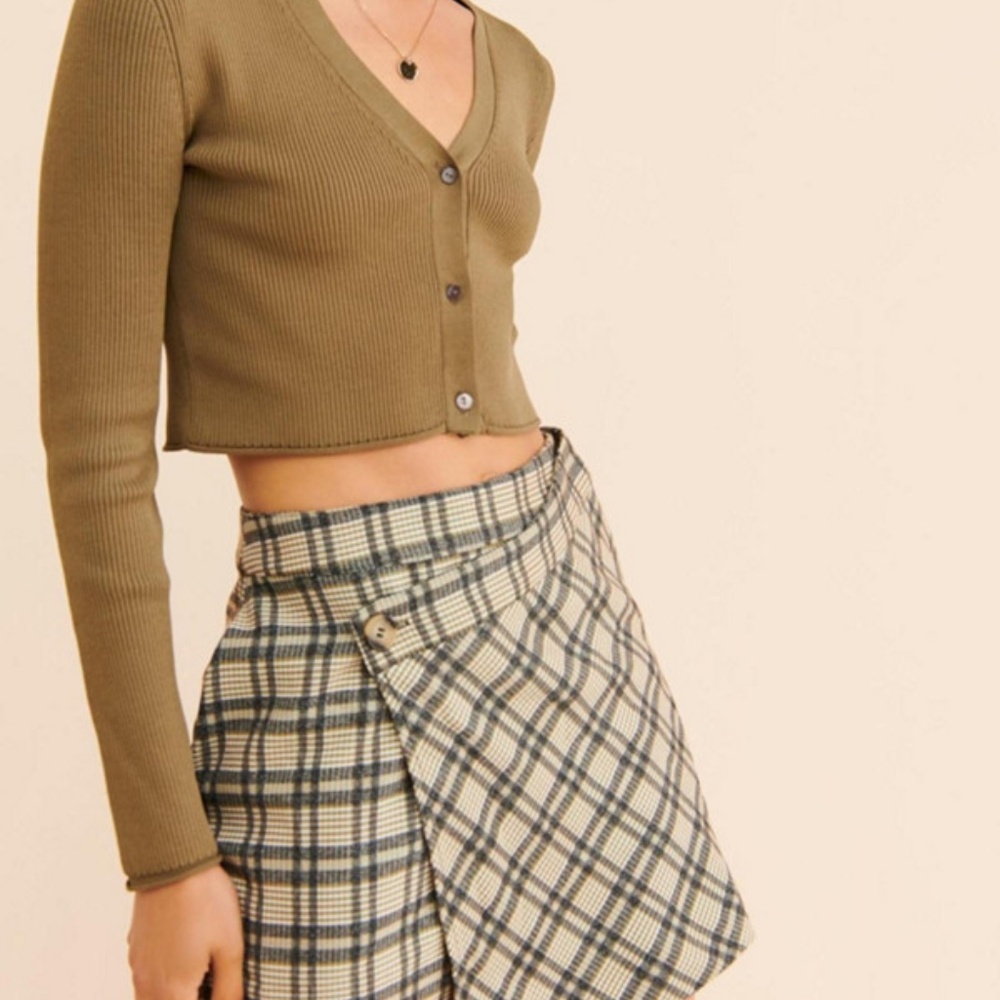 NWT LINE & DOT Lisa Plaid Mini wrap skirt size XS - Picture 8 of 10